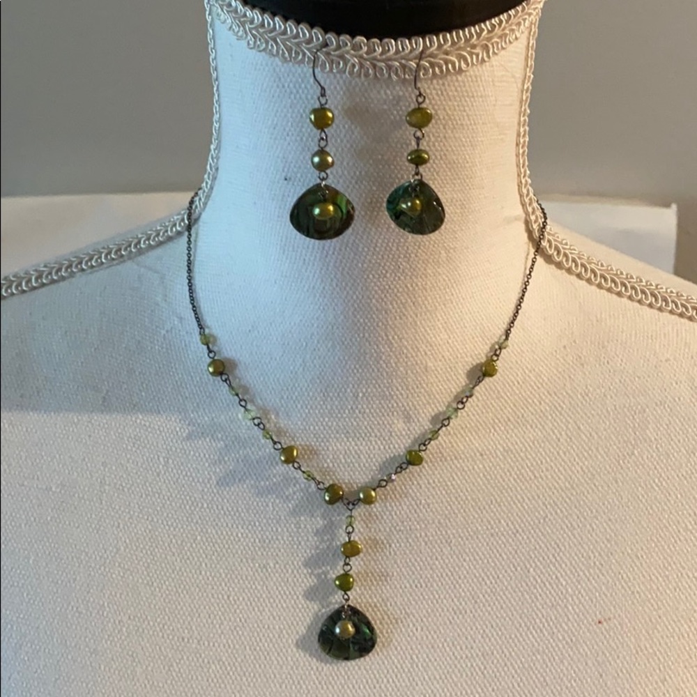 2 for $10 Earring & Necklace Set Handmade Green
